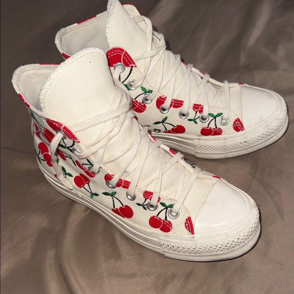 Cherry Print High-Top Platform Converse
